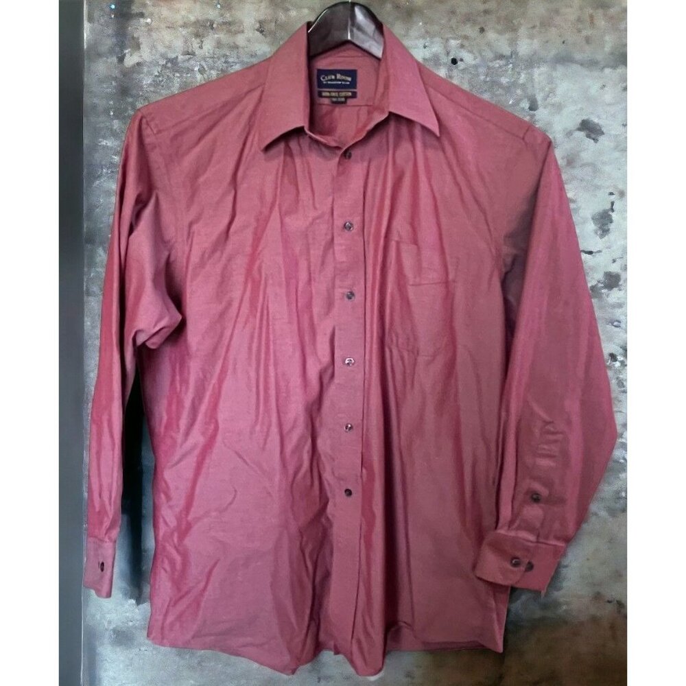 Charter Club Room Mens Shirt Size 16.5 32/33 Pink Iridescent Button Down